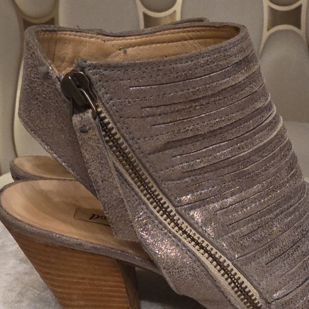 Paul Green Shimmering Gray Silver Heeled Sandals - Picture 6 of 16